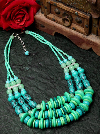 Women Sea Green Tribal Necklace