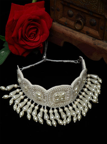 Brass Silver-Plated Choker Necklace