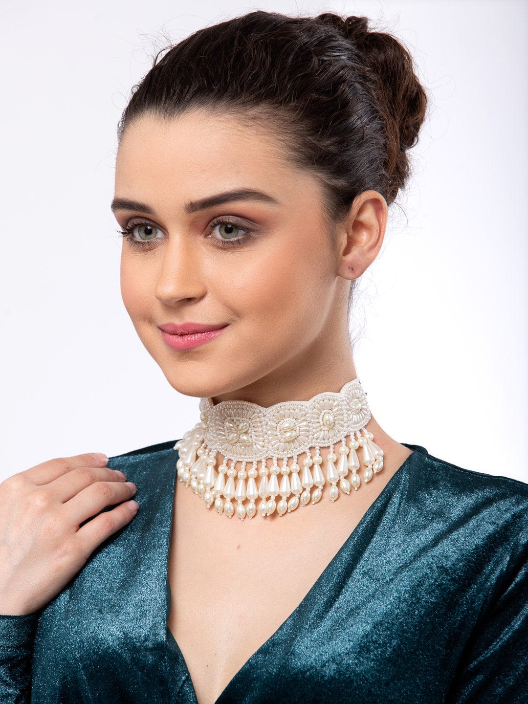 Brass Silver-Plated Choker Necklace