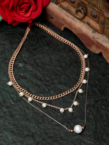 Rose Gold-Plated & White Brass Layered Necklace