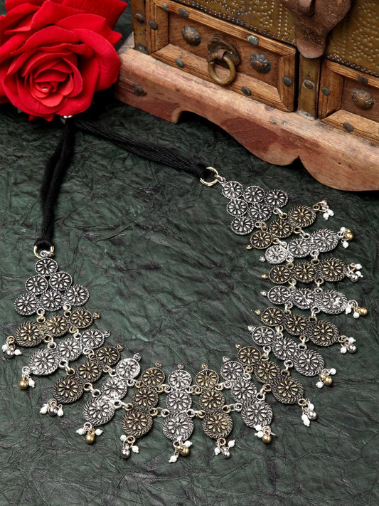 Brass Gold-Plated Oxidised Necklace