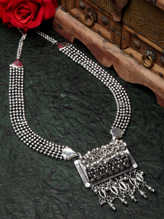 Silver-Toned Brass Silver-Plated Antique Necklace