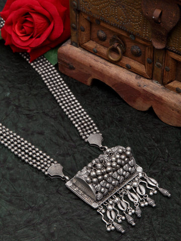 Gunmetal-Toned Brass Silver-Plated Antique Necklace