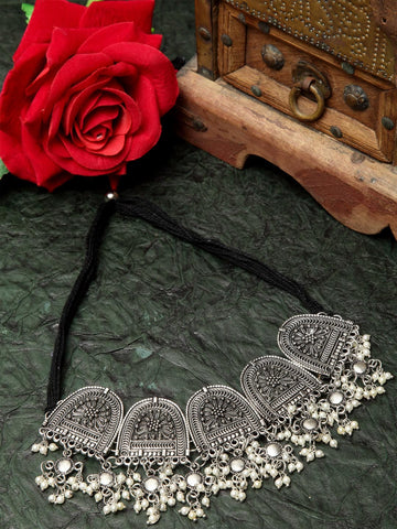 Women Silver-Toned Brass Choker Necklace