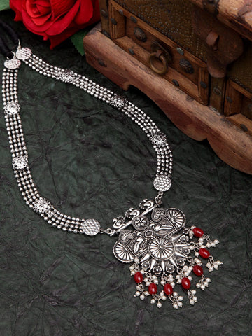Silver-Plated & Red Brass Temple Necklace