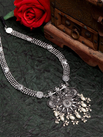 Brass Silver-Plated Temple Necklace