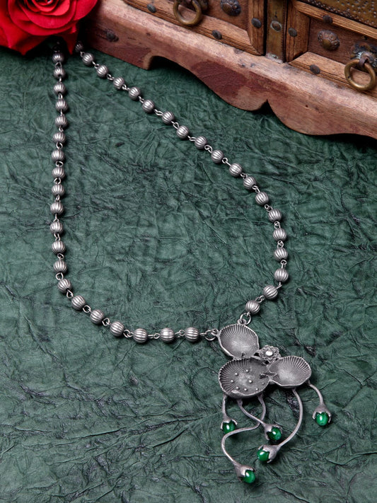 Gunmetal-Toned Brass Silver-Plated Oxidised Necklace