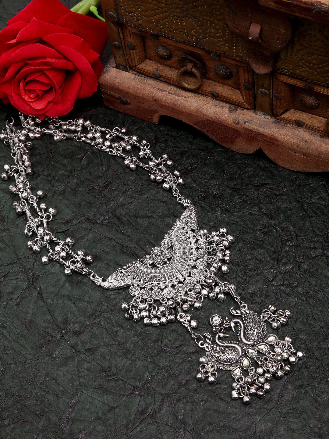 Silver-Toned Brass Silver-Plated Temple Necklace