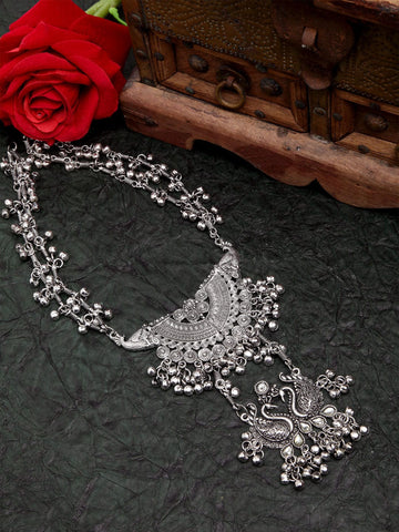 Silver-Toned Brass Silver-Plated Temple Necklace