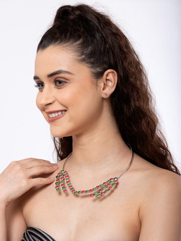 Women Pink Afghan Design Antique Oxidised Hasli Choker