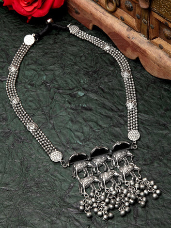 Silver-Plated Brass Temple Necklace