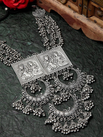 Silver-Plated Gunmetal-Toned Brass Temple Necklace