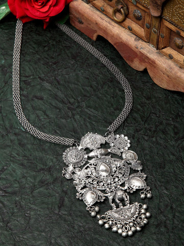 Silver-Plated Brass Oxidised Necklace