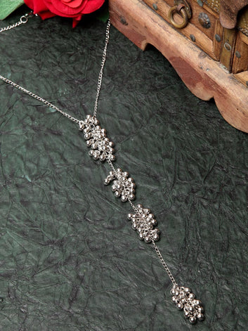 Silver-Toned Brass Silver-Plated Oxidised Necklace