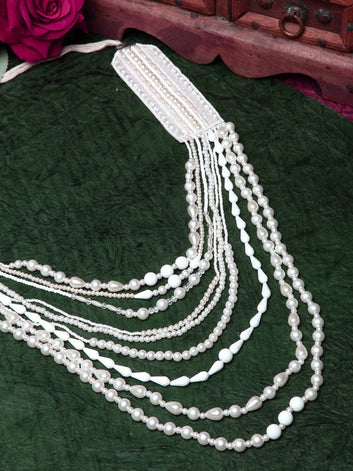 Silver-Plated & Off White Brass Handcrafted Necklace