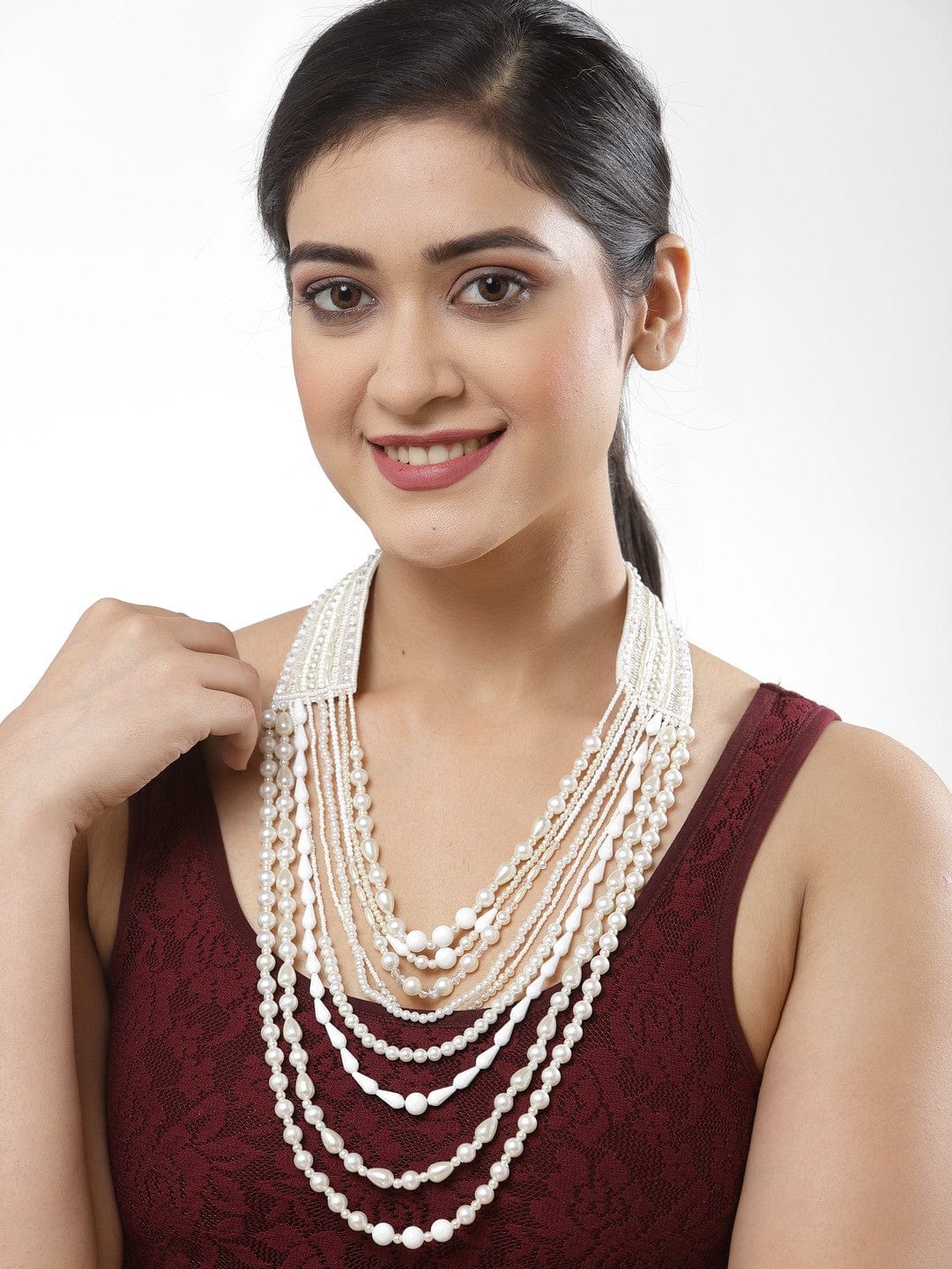 Silver-Plated & Off White Brass Handcrafted Necklace