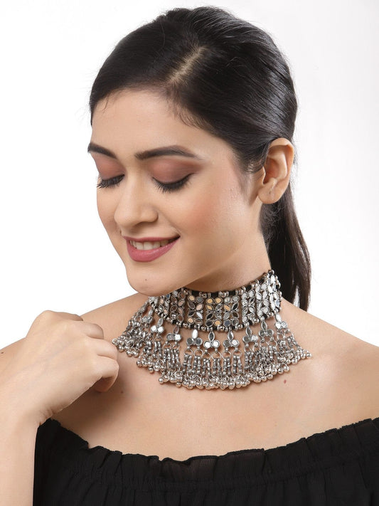 Brass Silver-Plated Mirror Necklace