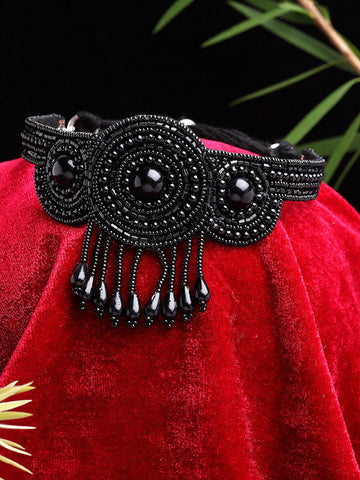 Black Brass Silver-Plated Choker Necklace