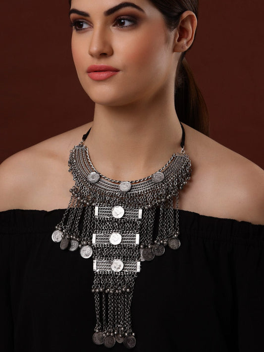Silver-Plated Afghan Tribal Design Necklace