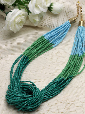 Gold-Toned & Blue Brass Gold-Plated Handcrafted Necklace