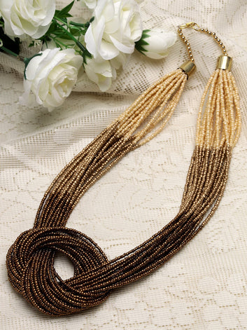 Gold-Toned & Brown Brass Gold-Plated Handcrafted Necklace