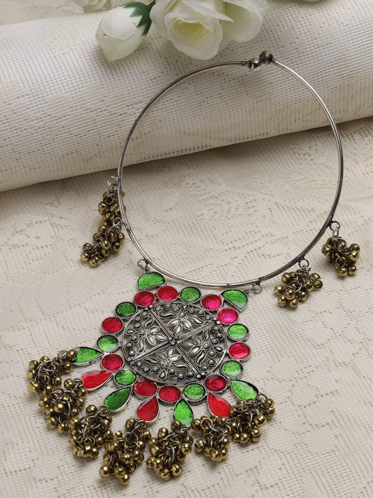 Women Gold-Toned & Pink Brass Gold-Plated Necklace