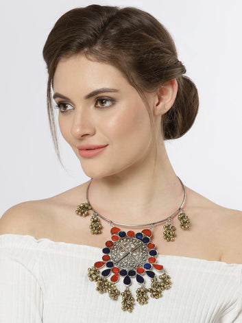 Women Gold-Toned & Red Brass Gold-Plated Necklace