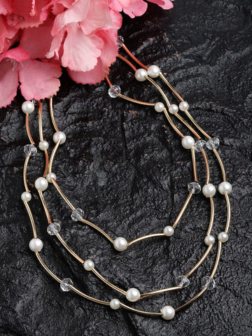Gold-Toned & White Gold-Plated Layered Necklace