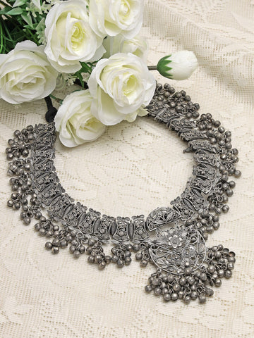 Silver-Toned Brass Silver-Plated Handcrafted Necklace