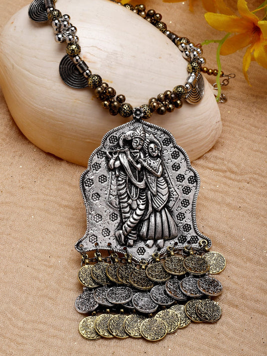 Brass Silver-Plated Temple Necklace
