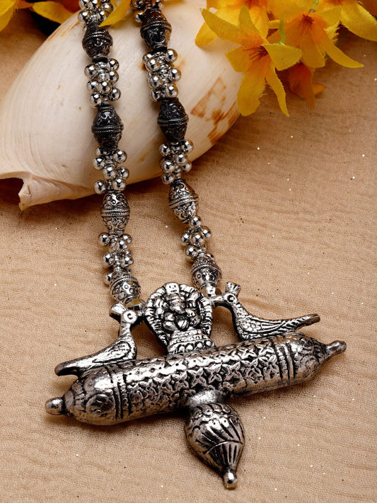 Brass Silver-Plated Temple Necklace