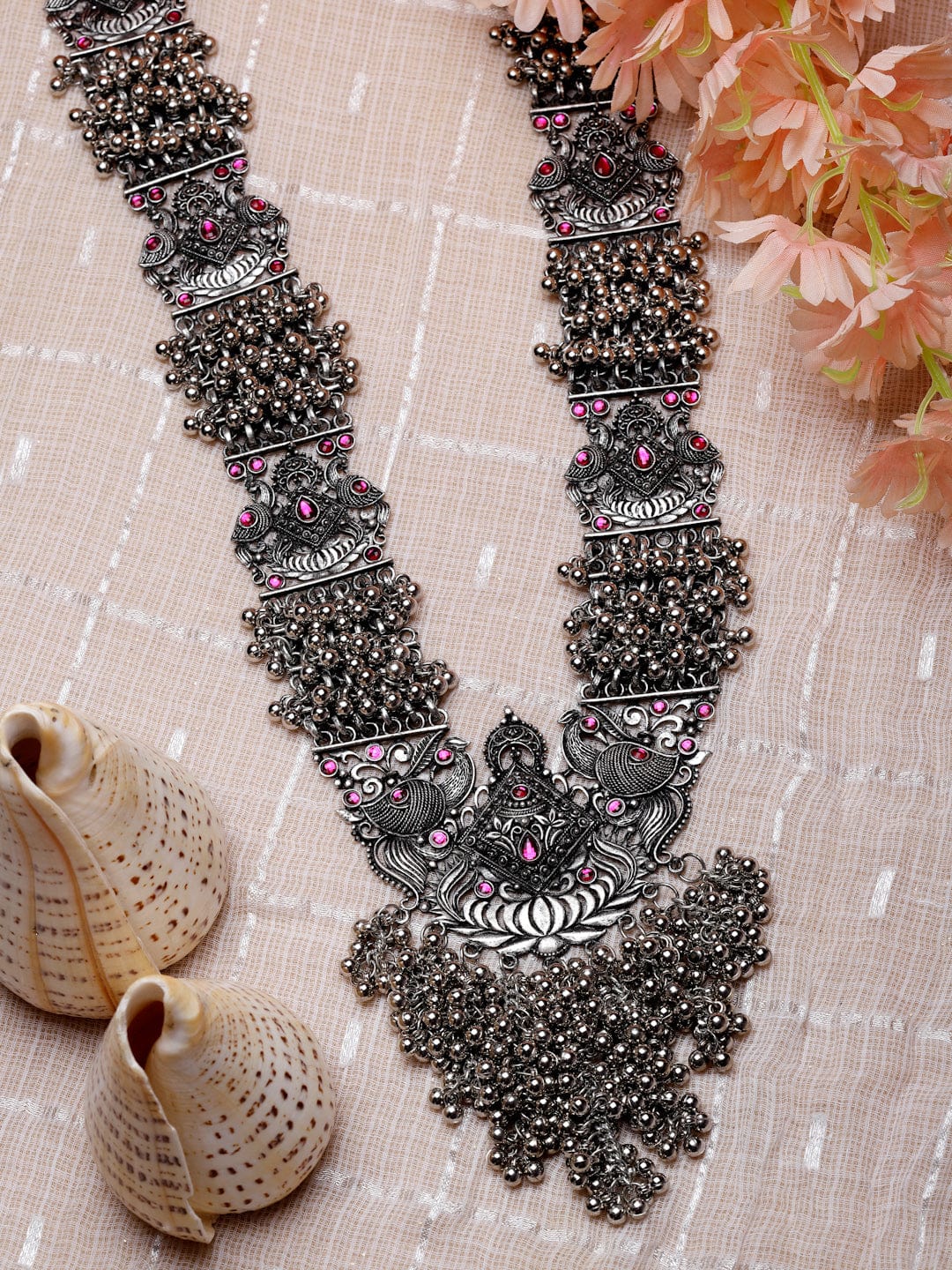 Brass Silver-Plated Temple Necklace