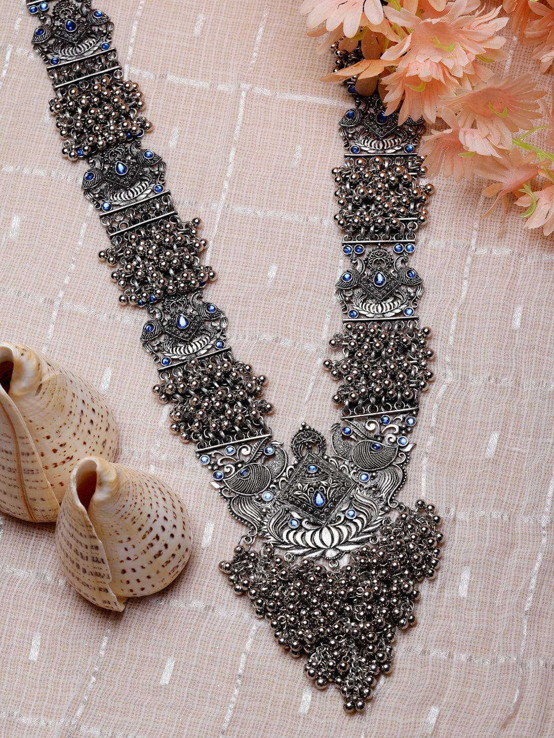 Brass Silver-Plated Temple Necklace