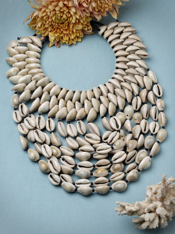 Cowri Shell Studded Layered Contemporary Design Handcrafted Bohemian Tasselled Necklace