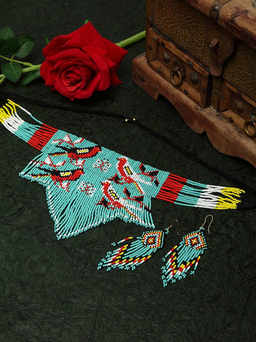 Hand Woven Beaded & Tasselled Afghan Jewellery Set