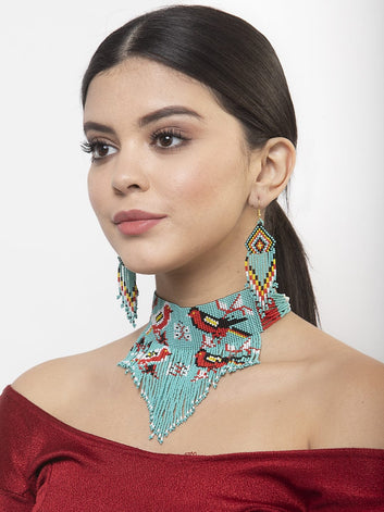 Hand Woven Beaded & Tasselled Afghan Jewellery Set