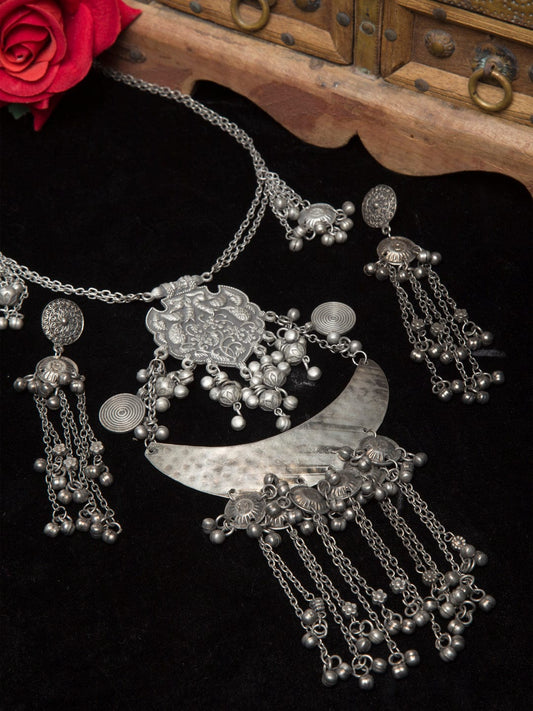 Oxidised Silver-Plated Beaded Tribal Jewellery Set