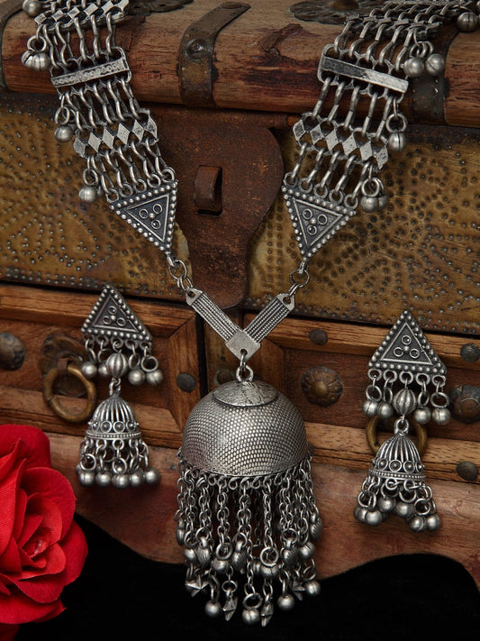 Silver-Toned & Plated Beaded Handcrafted Antique Tribal Jewellery Set