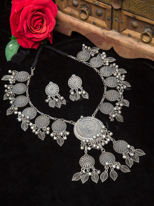 Silver Plated Handcrafted Tasselled Tribal Oxidised Jewellery Set