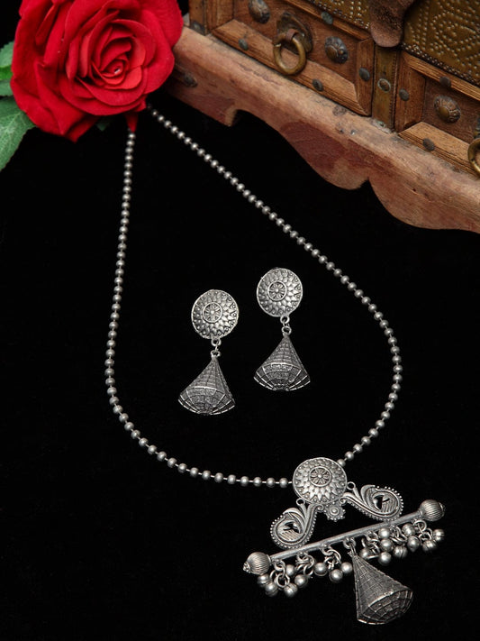 Handcrafted Temple Oxidised Silver Plated Tribal Jewellery Set