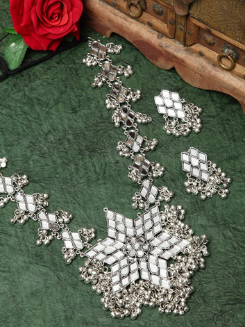Oxidised Silver-Plated Handcrafted Tasseled Jewellery Set