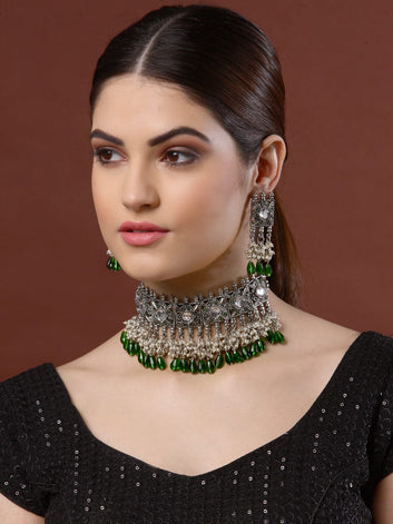 Oxidised Silver-Plated Jewellery Set