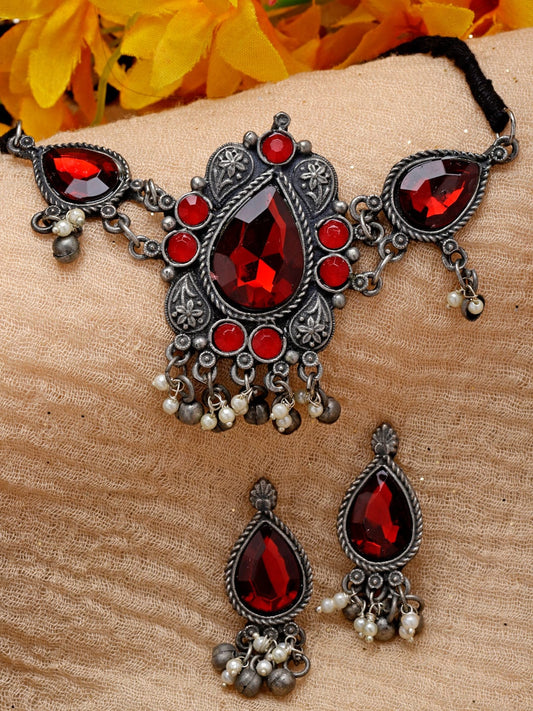 Silver-plated Crystal-Studded Jewellery Set