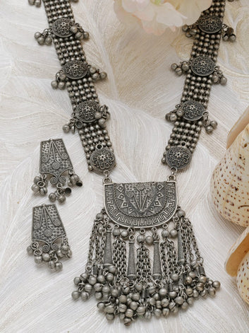 Silver-Plated Ghungroo Studded Jewellery Set