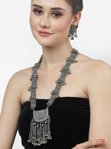 Silver-Plated Ghungroo Studded Jewellery Set