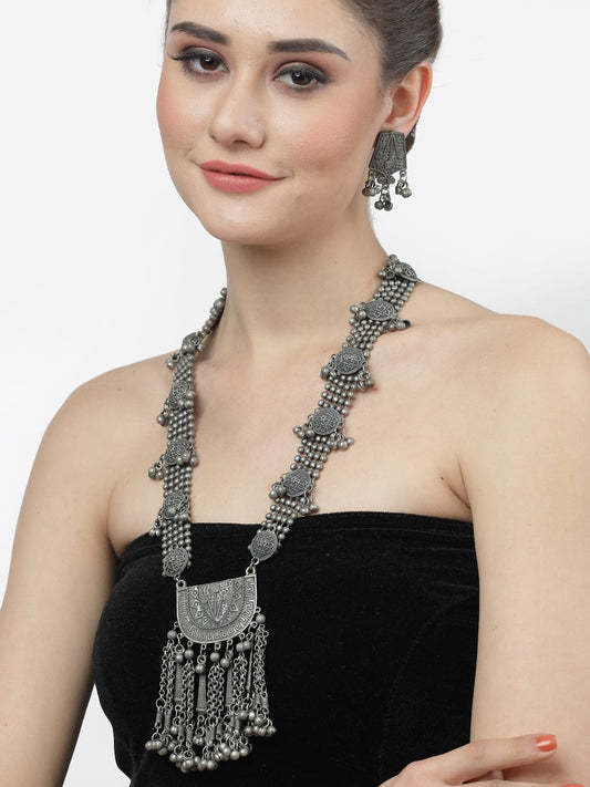 Silver-Plated Ghungroo Studded Jewellery Set