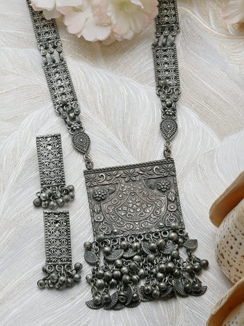 Oxidised Silver-Plated Antique Jewellery Set