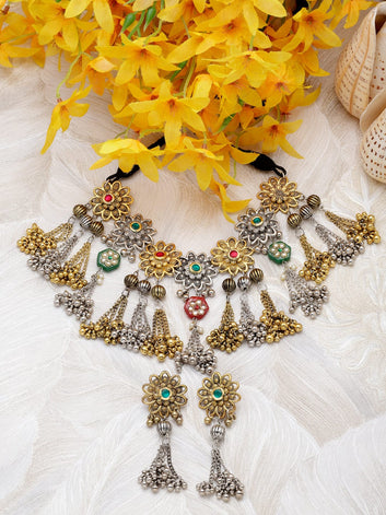 Gold-Plated Crystal-Studded Jewellery Set