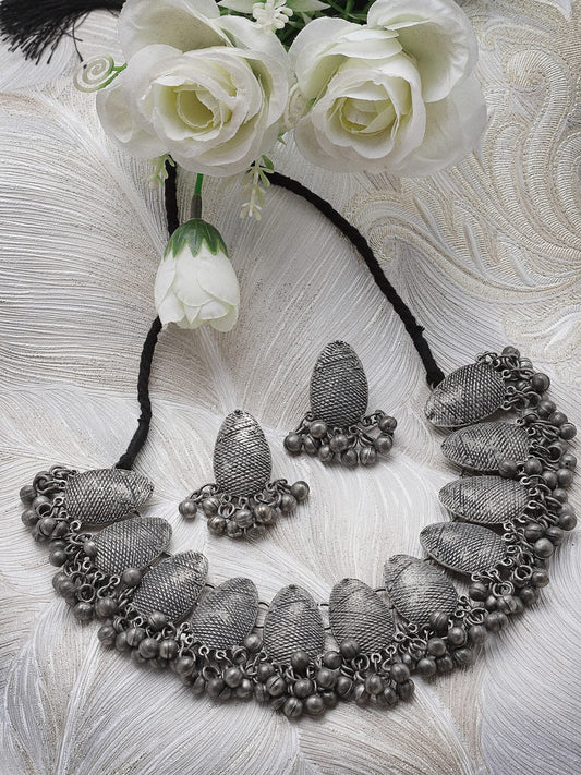 Oxidised Ghungroo-Studded Jewellery Set