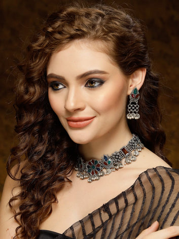 Multi Color Meenakari Chokar Necklace Set